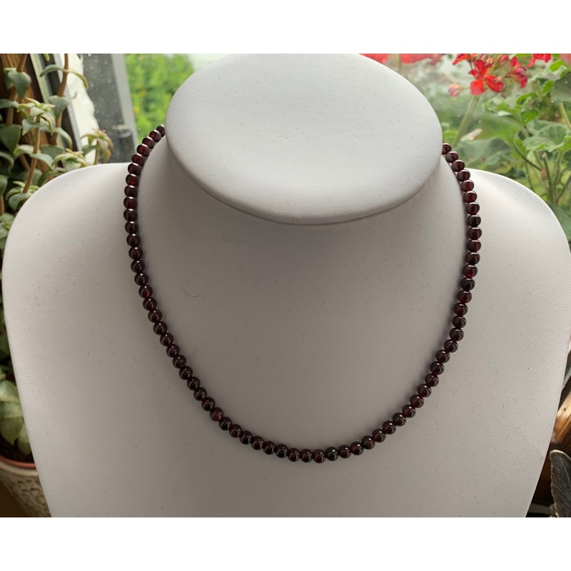 Collier perles Grenat ∅ 5mm